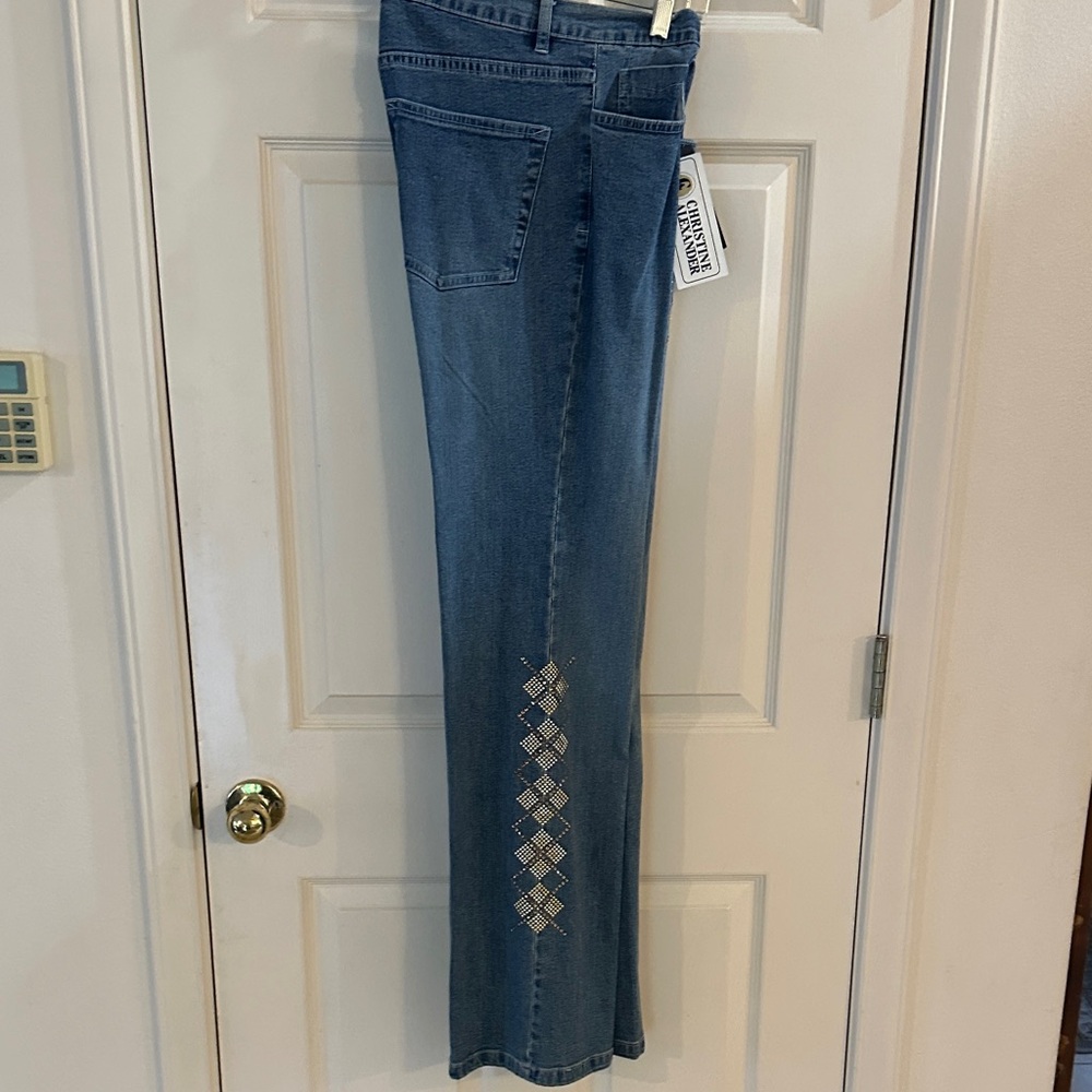 Christine Alexander Jeans and Jacket with Silver/gold & Swarovski crystals.Sz L